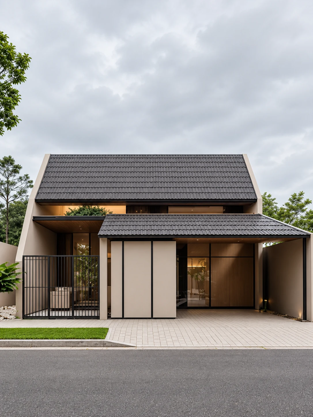 Taupe Pitched-roof Townhouse 6x16