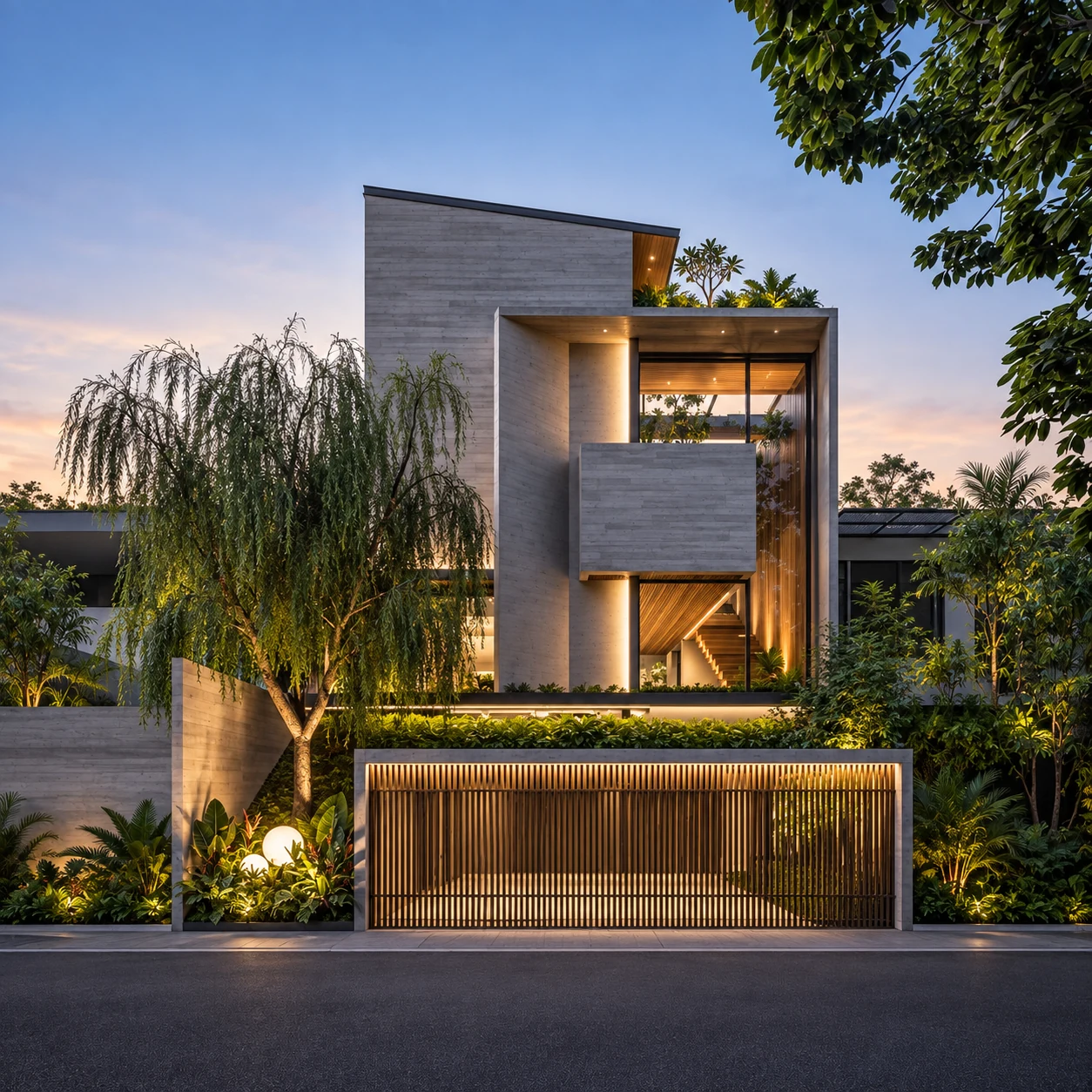 Black Concrete Tropical Townhouse 8x20