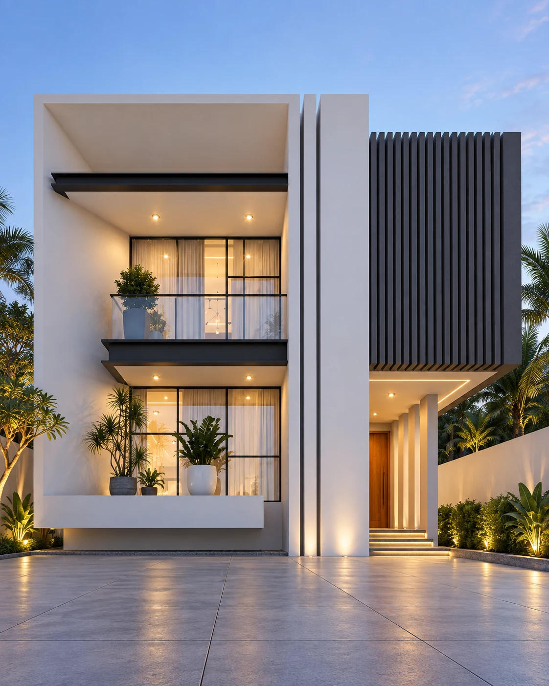 White Louver Modern House 9x18
