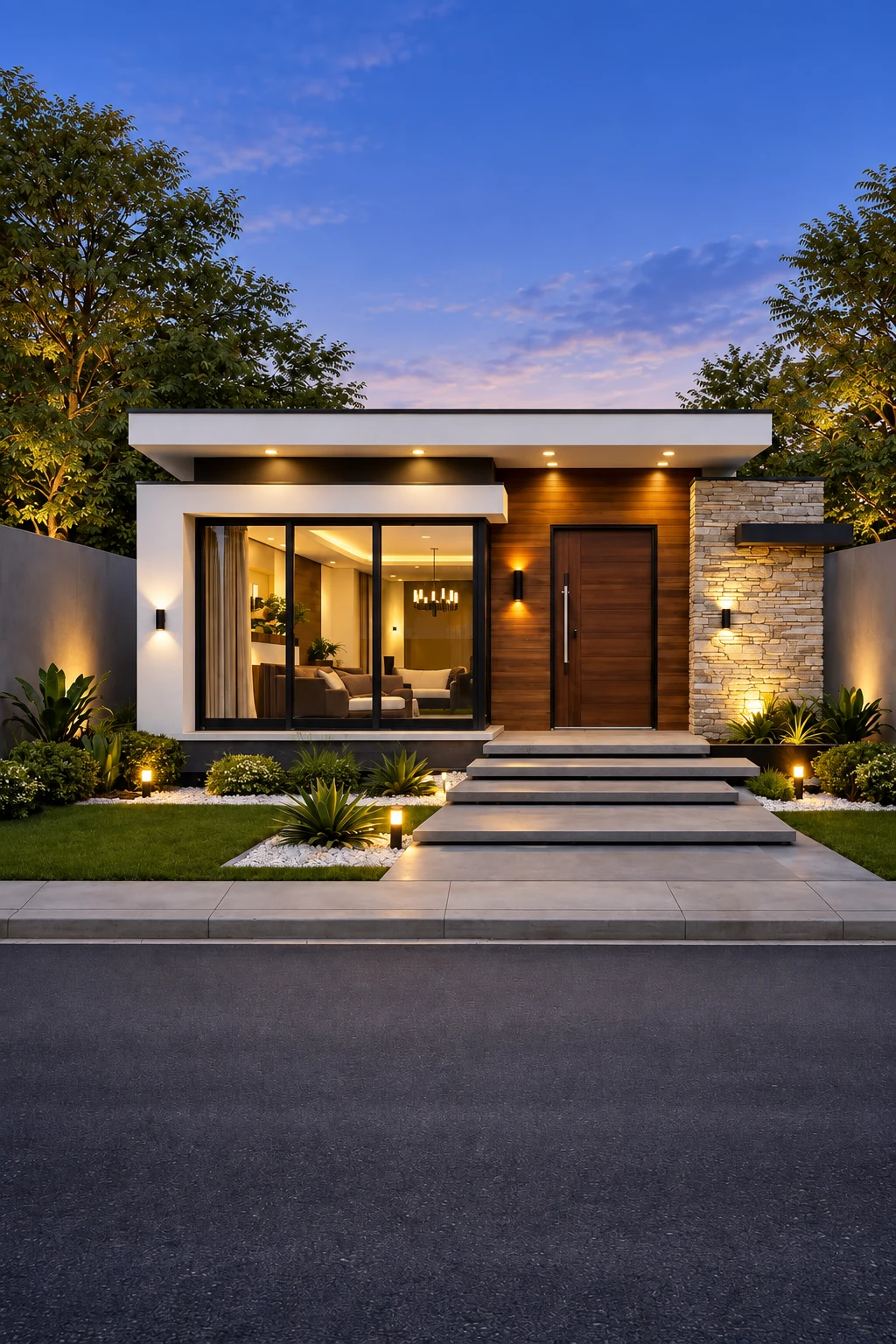Modern Stone Villa Twilight