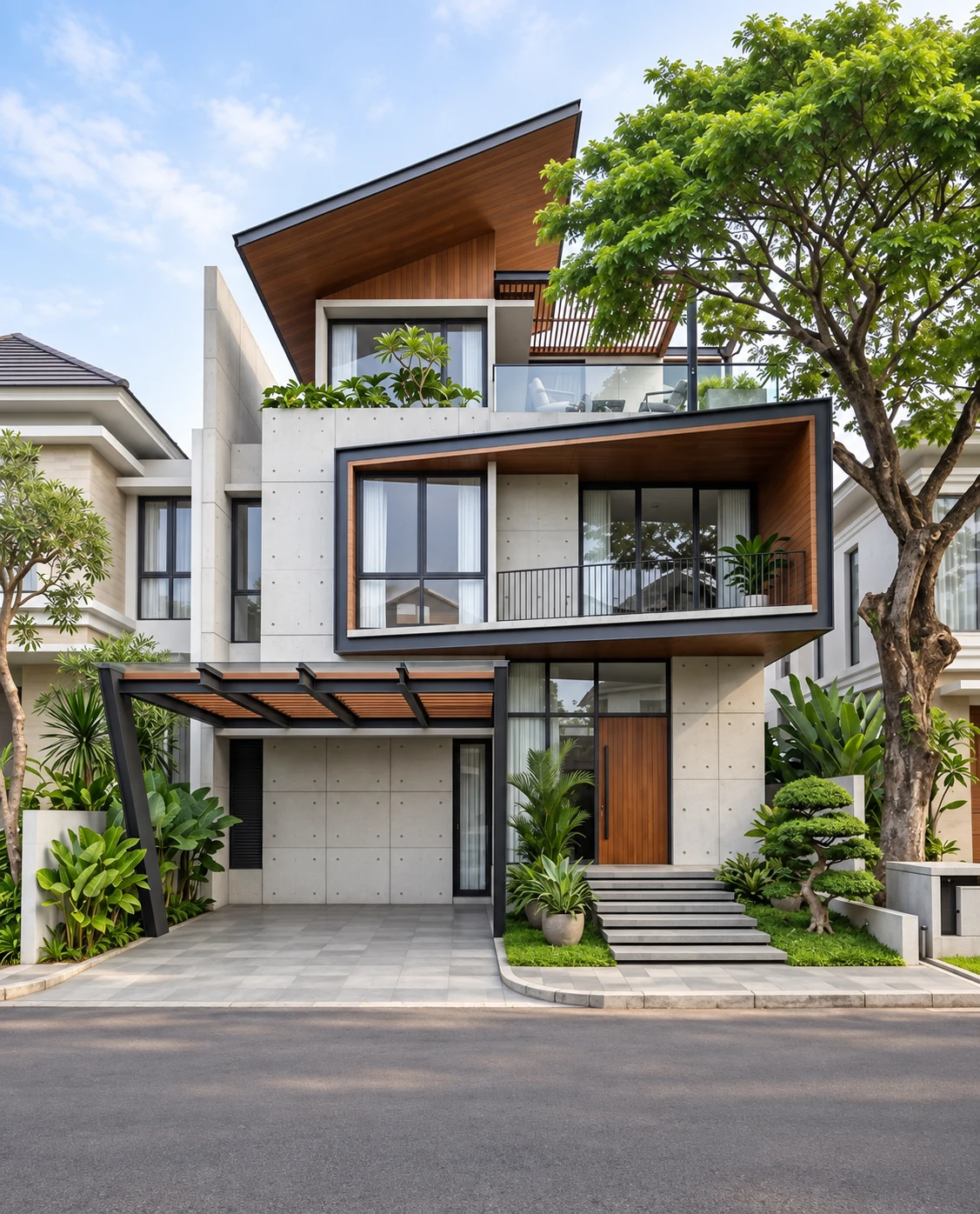 Angular Concrete Wood Townhouse 9x20
