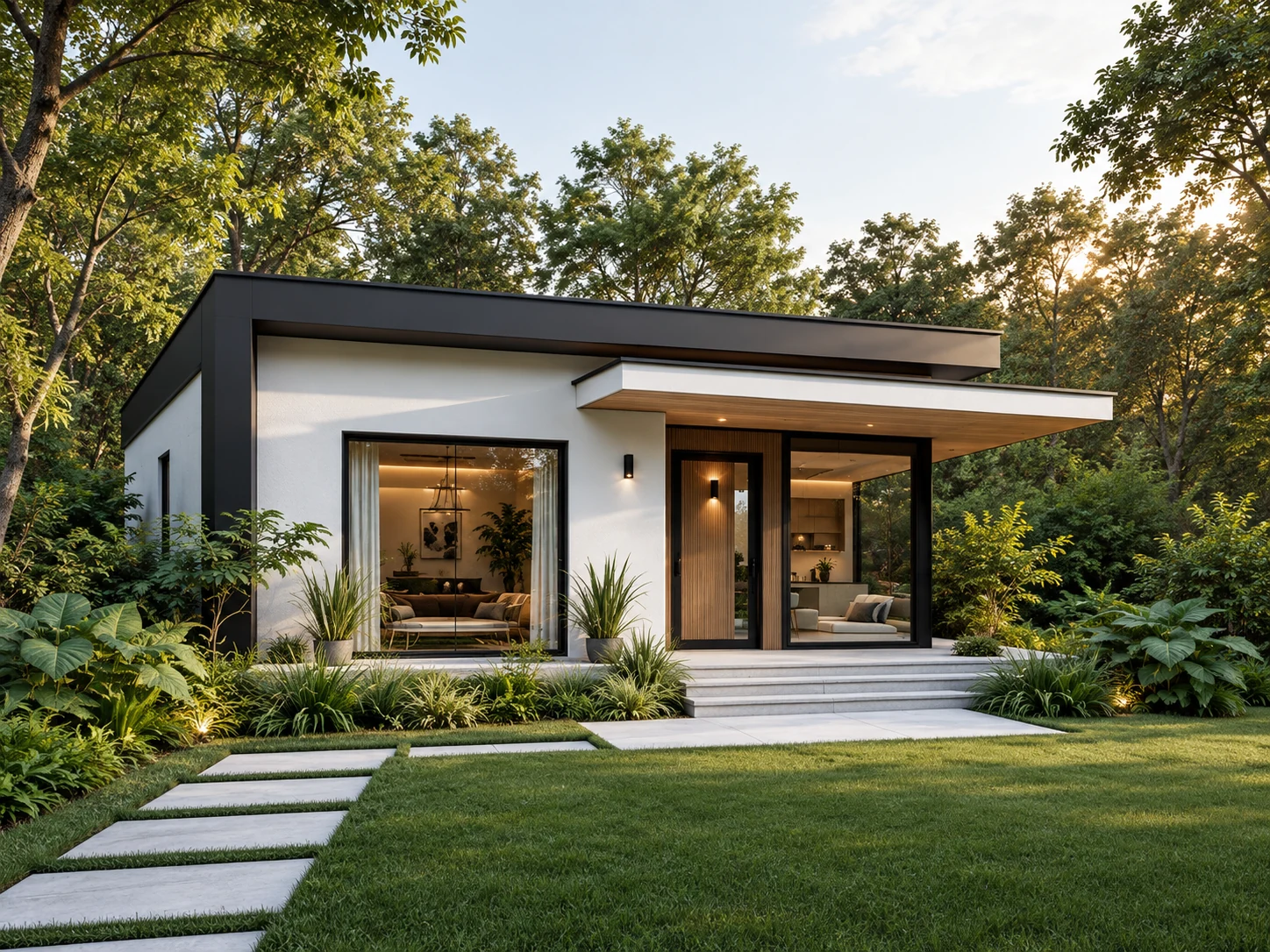 Modern Wood & Stone Forest Villa